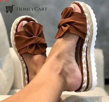 Bow Knot Hemp Rope Platform Sandals Women Cj