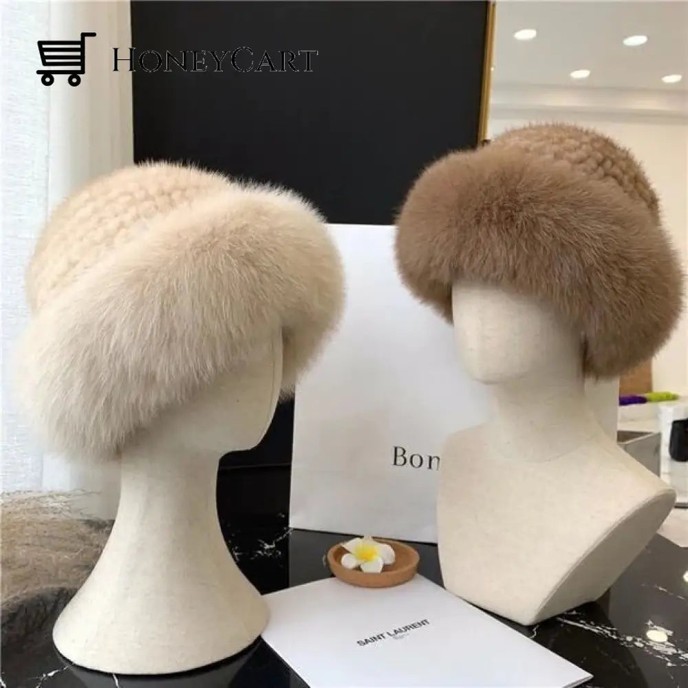 Braided Real Hair Warm Thick Basin Hat