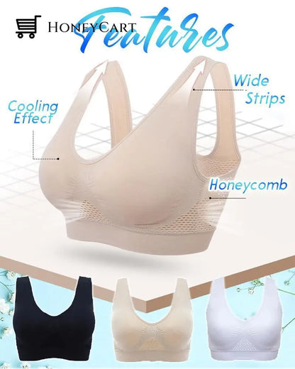 Breathable Comfort Air Bra Set Of 3 (Black+Nude+White) / S