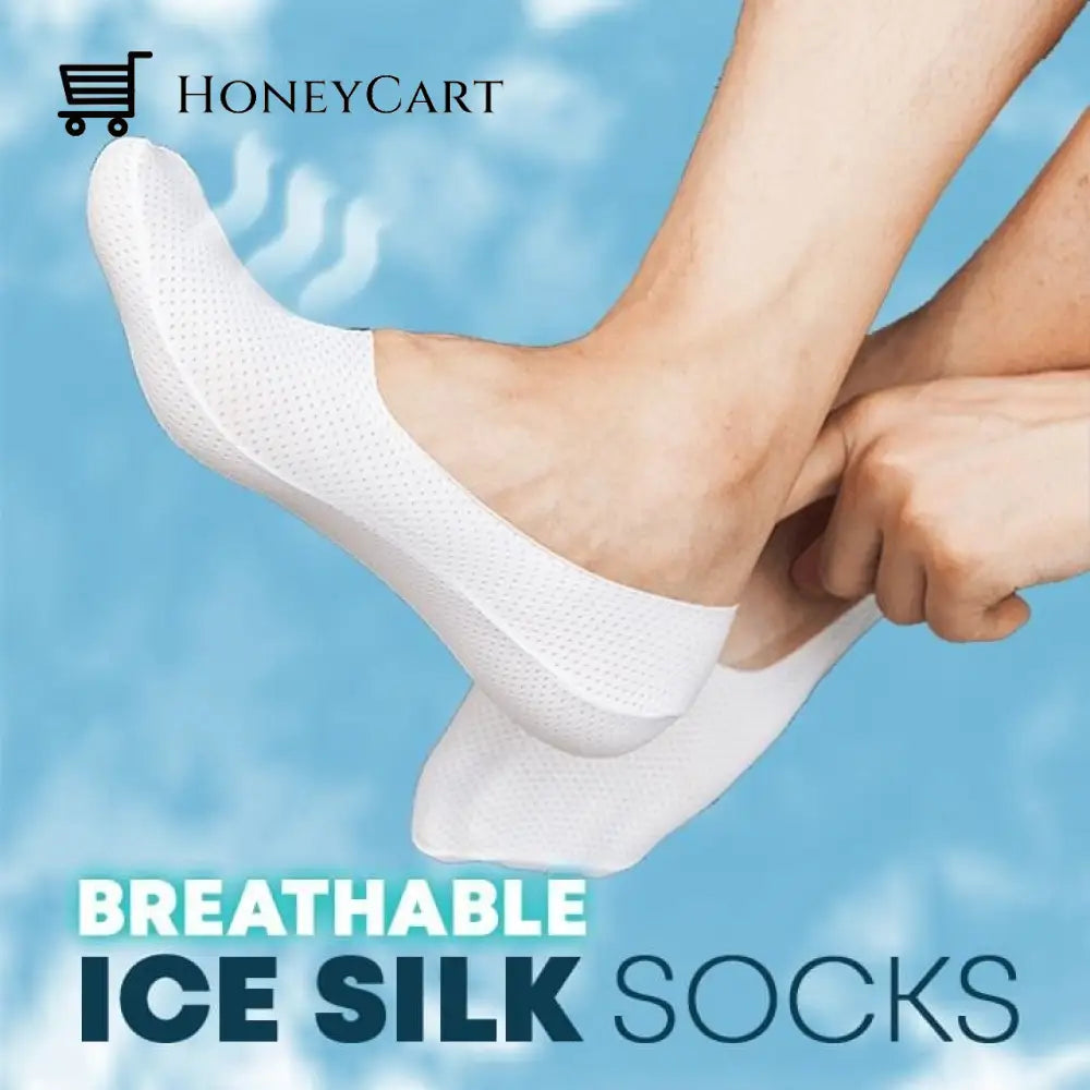 Breathable Ice Silk Socks - No Show Low Cut For Mens And Womens White