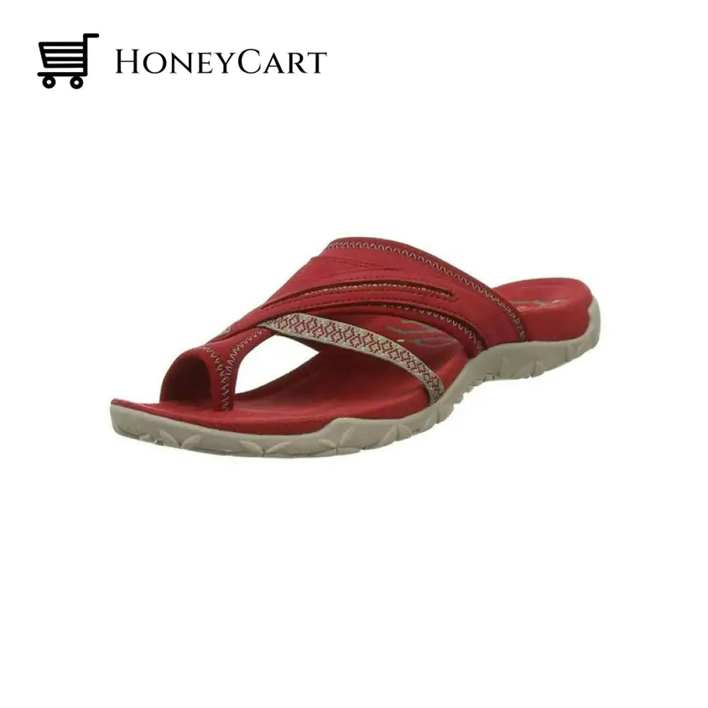 Breathable Mesh-And-Leather Sandals Red / 35