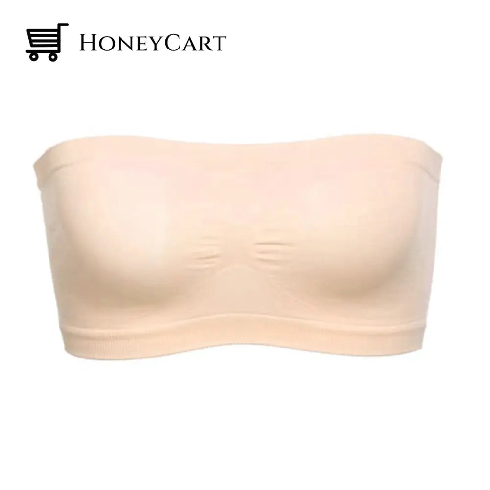 Breathable Mesh Anti-Exposed Tube Top Beige