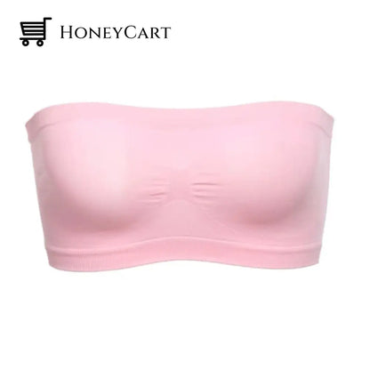 Breathable Mesh Anti-Exposed Tube Top Pink