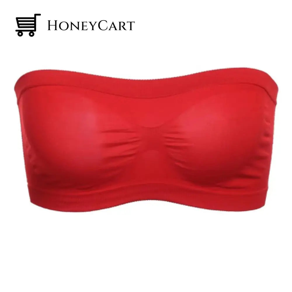 Breathable Mesh Anti-Exposed Tube Top Red