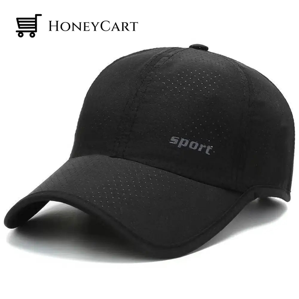 Breathable Sun Protection Peaked Cap Black