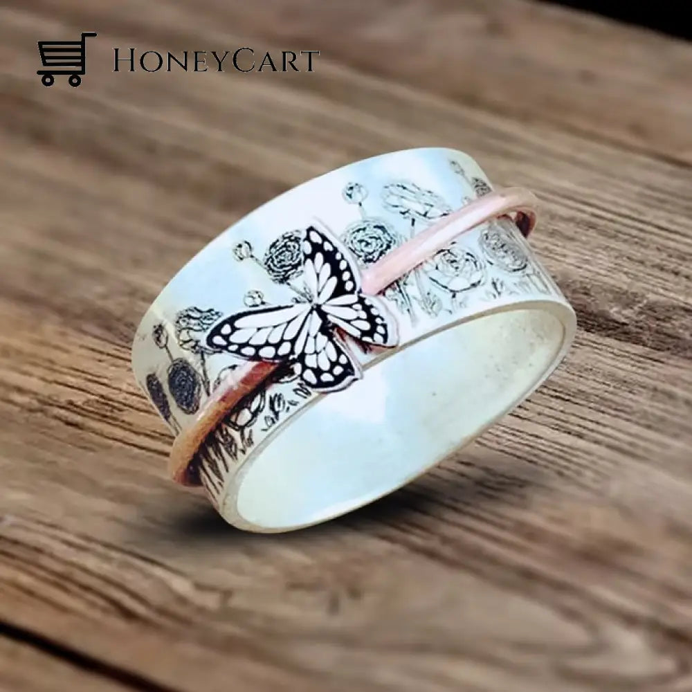 Butterflies Silver Spinner Ring