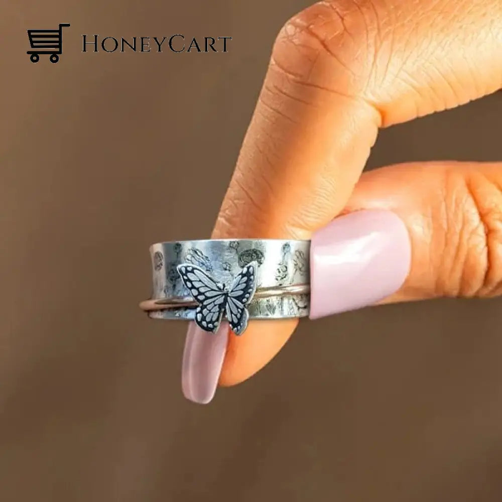 Butterflies Silver Spinner Ring