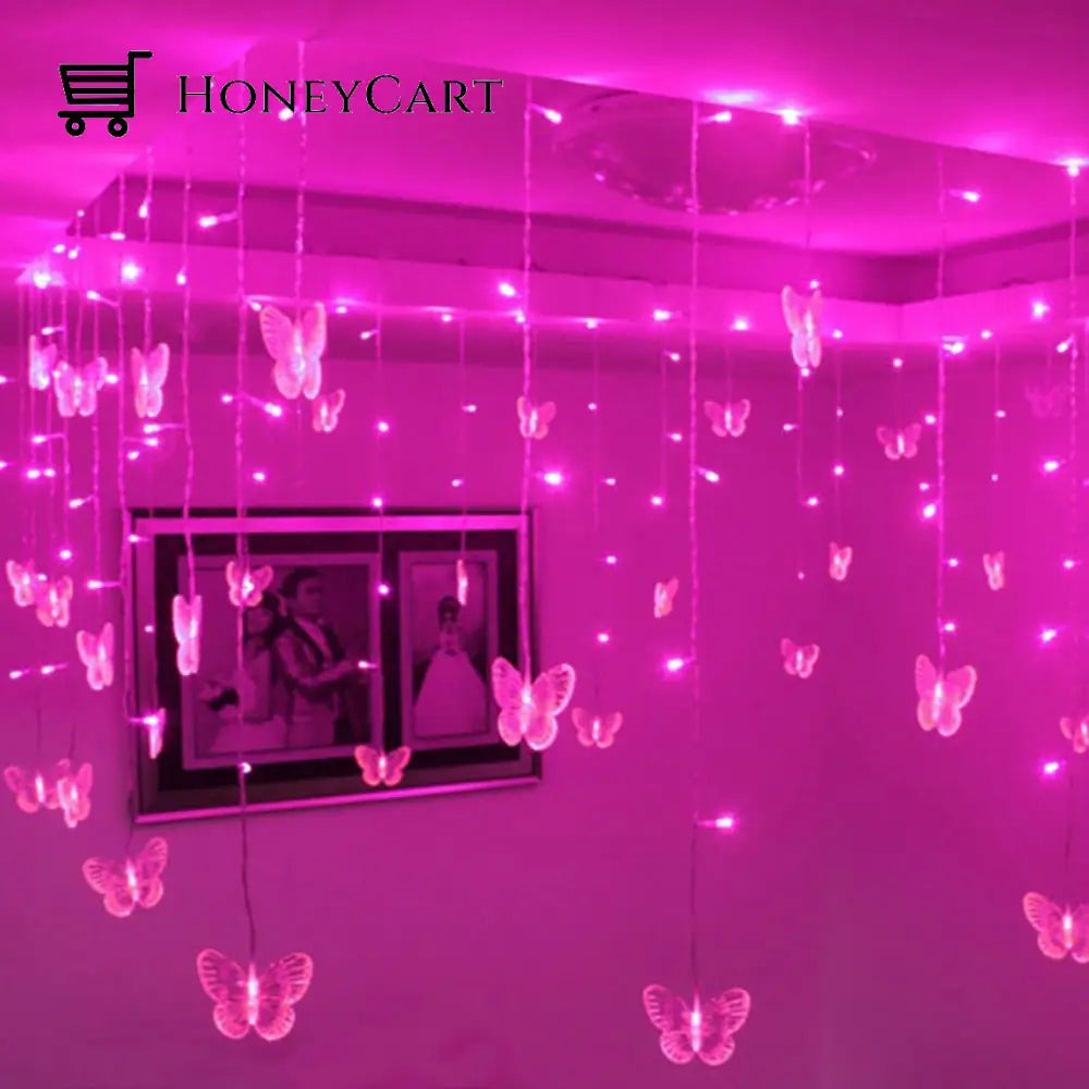 Butterfly Led Curtain Lights Pink / 220V Eu Plug Light Bulbs