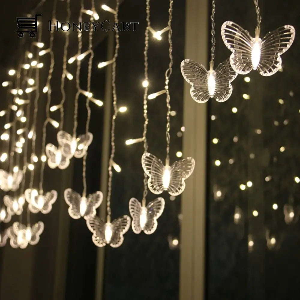 Butterfly Led Curtain Lights Warm White / 220V Eu Plug Light Bulbs