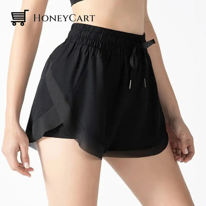 Butterfly Shorts 2 In 1 Flowy Fitness Yoga For Women Black / S