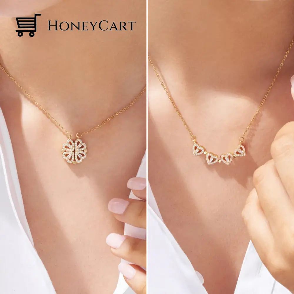 Buy 1 Get Free - Lucky Heart And Four Leaf Clover Convertible Pendant Necklace Jewelry