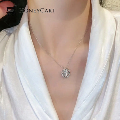 Buy 1 Get Free - Lucky Heart And Four Leaf Clover Convertible Pendant Necklace Jewelry