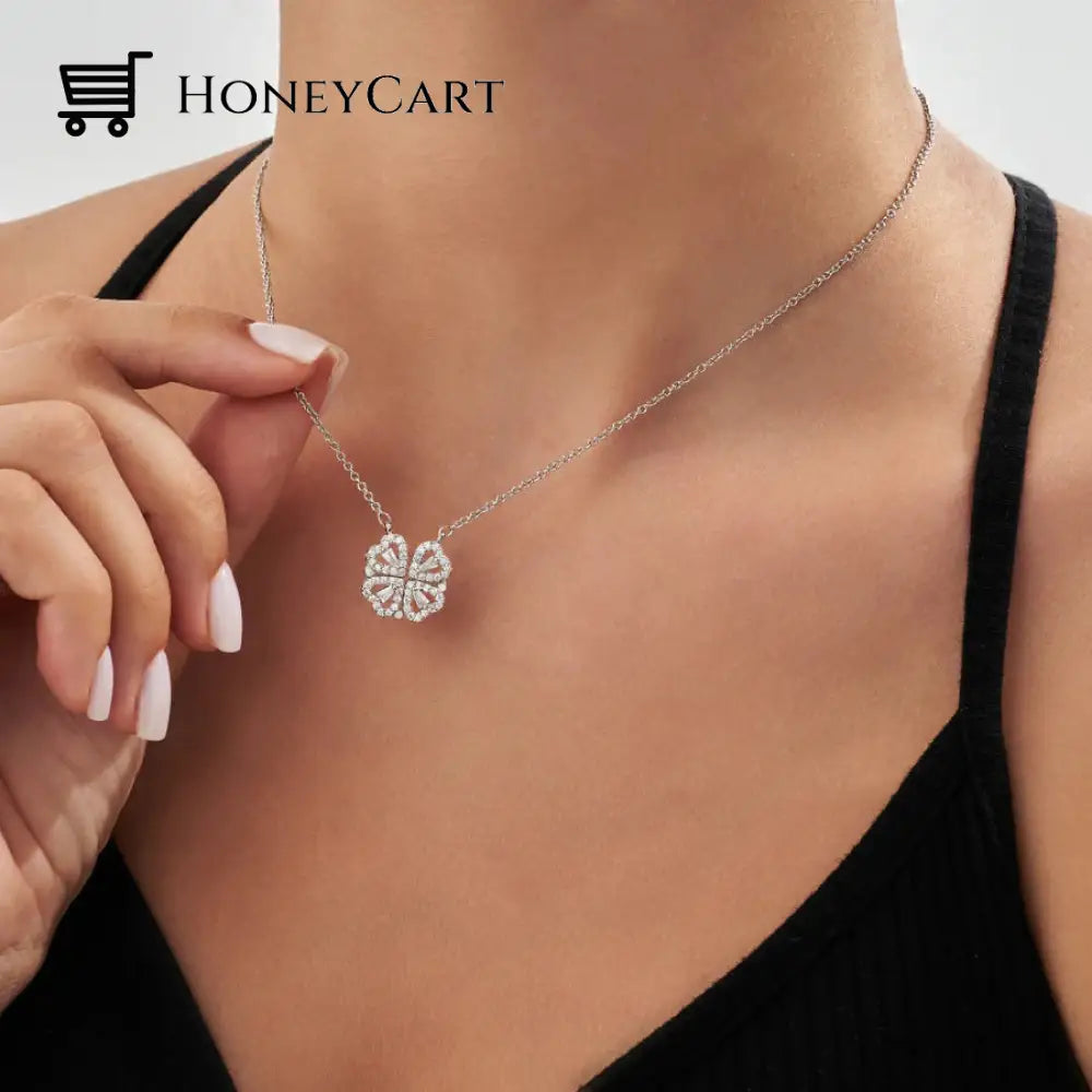 Buy 1 Get Free - Lucky Heart And Four Leaf Clover Convertible Pendant Necklace Jewelry