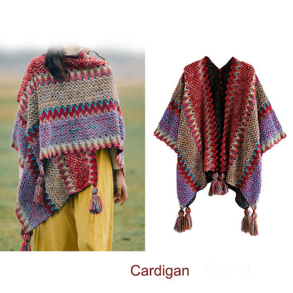 Tibetan Shawl Knitting Warm Cloak Tibetan Tassel Scarf