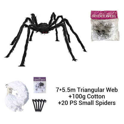 Giant Hairy Spider Web Set | The Scariest Halloween Yard Decor