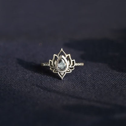 925 Sterling Silver Lotus Zircon Blessing Protection Ring