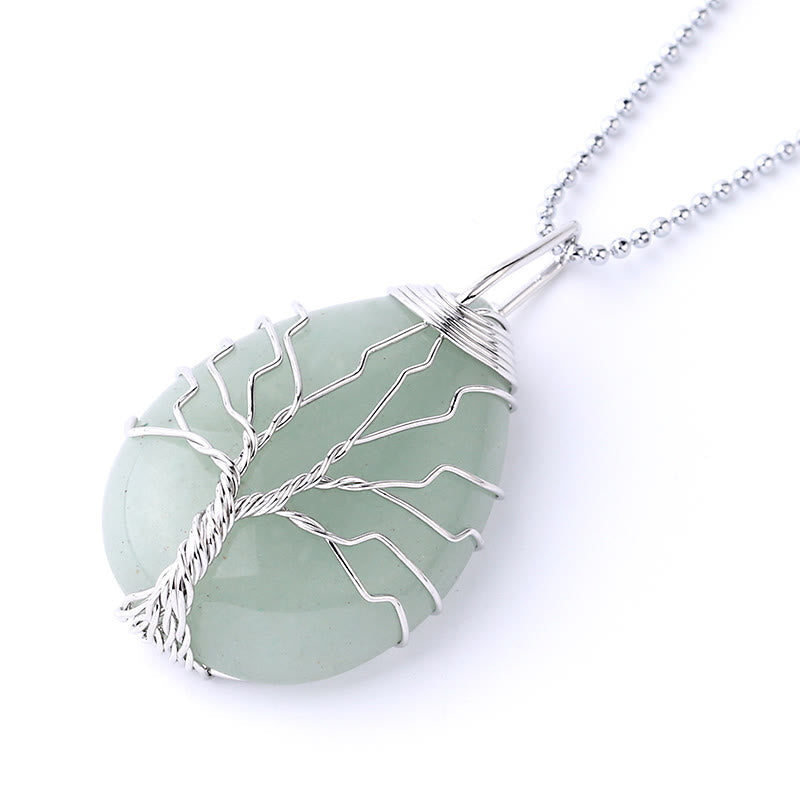 Natural Quartz Crystal Tree Of Life Necklace