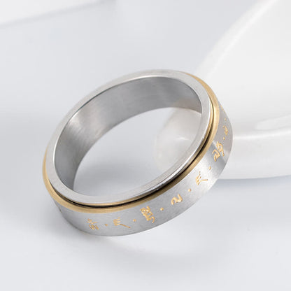 Titanium Steel Balance Rotatable Mantra Ring