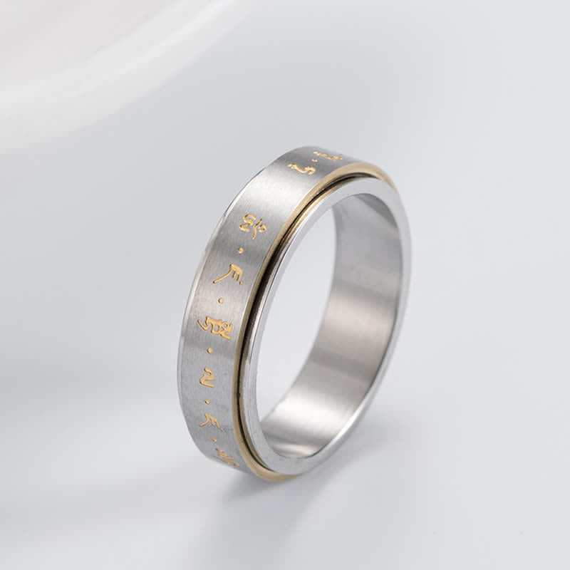 Titanium Steel Balance Rotatable Mantra Ring