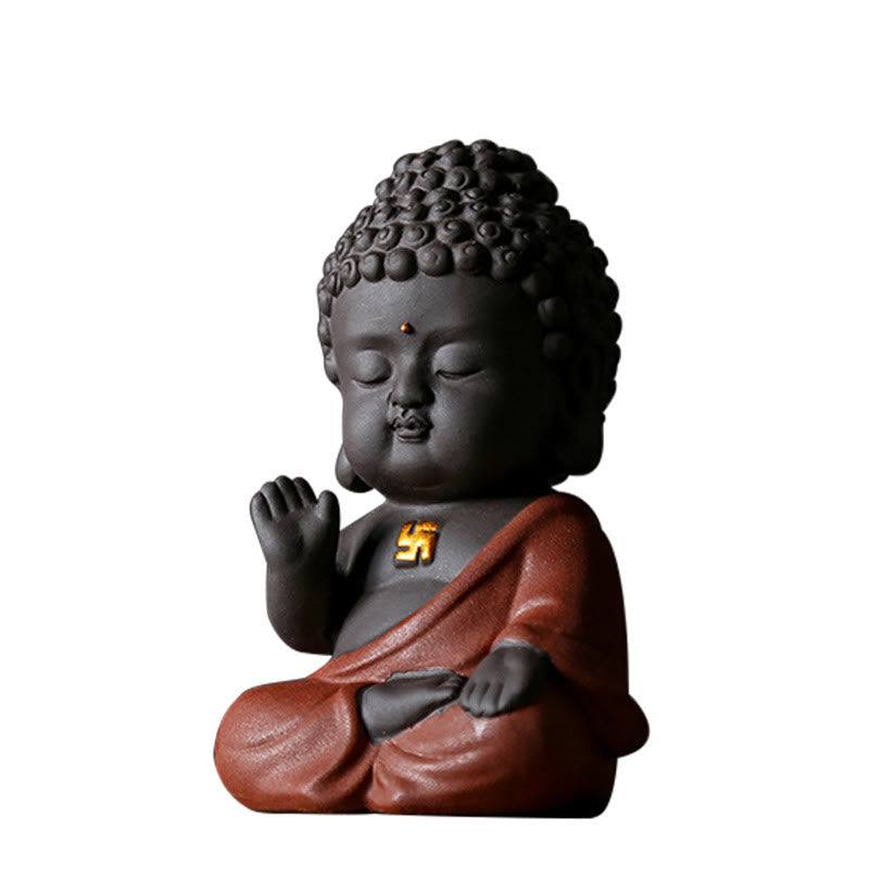 Small Buddha Purple Clay Home Desk Decoration Home Decor