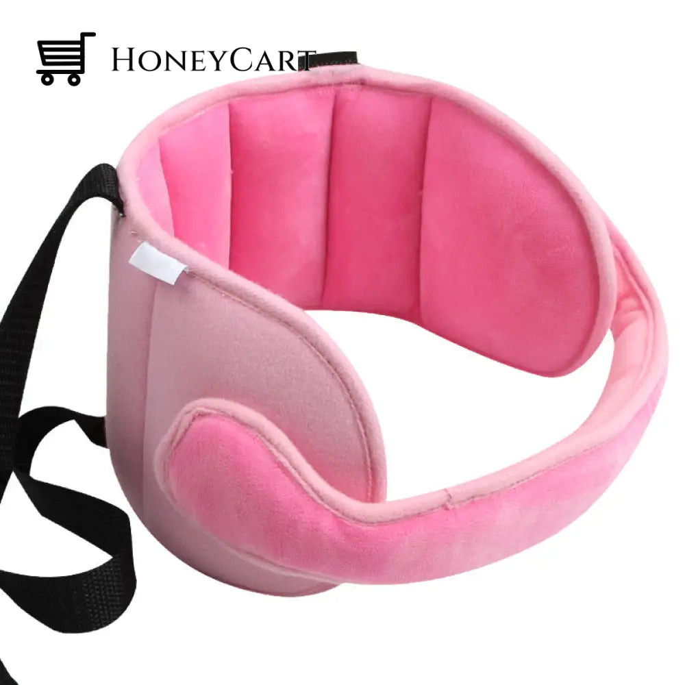 Car Head Support Belt For Kids Pink Fabric