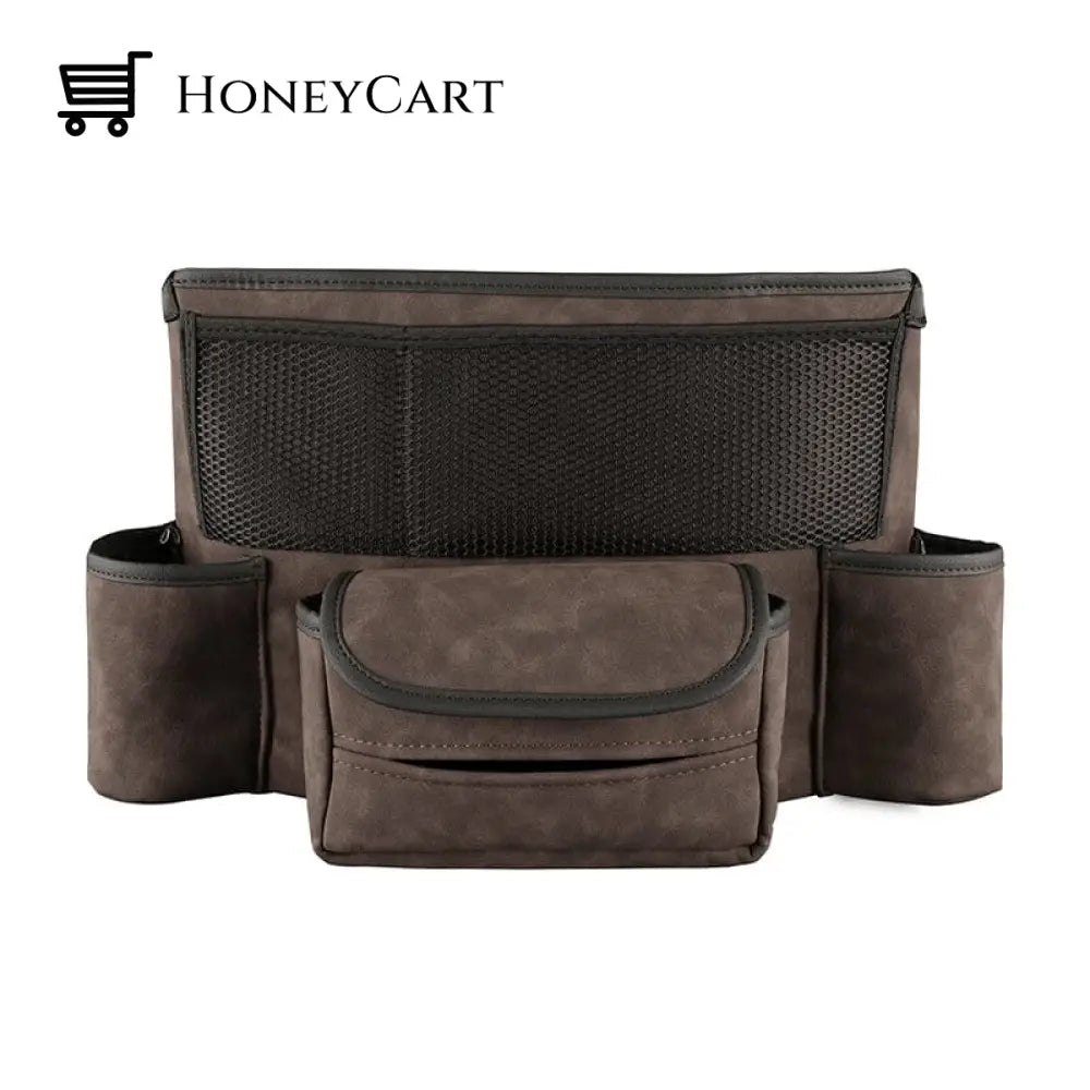 Car Large Capacity Pu Storage Bag Brown