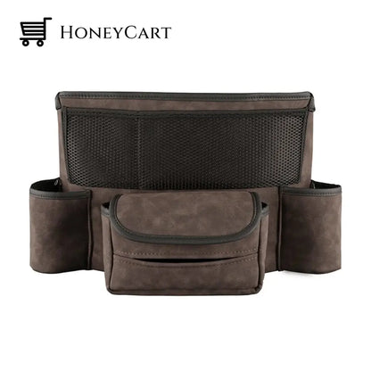 Car Large Capacity Pu Storage Bag Brown