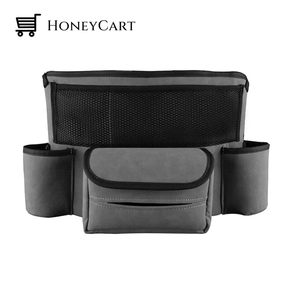 Car Large Capacity Pu Storage Bag Gray