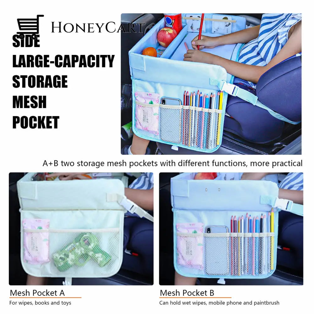 Car Seat Organizer Storage Waterproof Kids Travel Tray