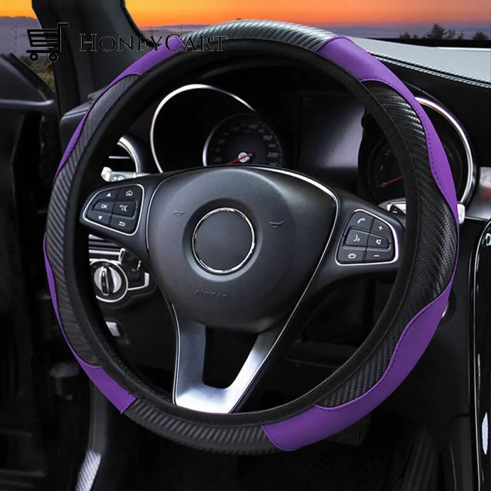 Car Steering Wheel Cover Black-Purple