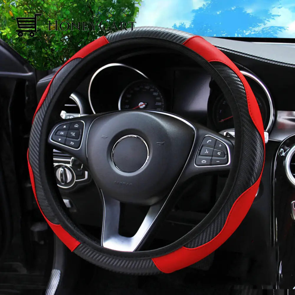 Car Steering Wheel Cover Black-Red