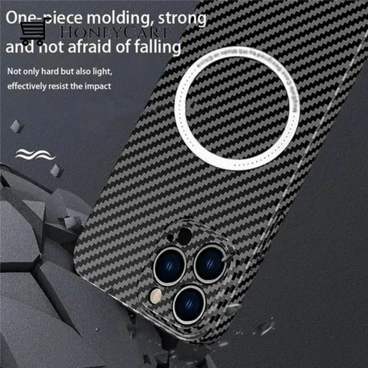 Carbon Fiber Texture Magnetic Wireless Charging Phone Case With / Black For 13 Pro Max