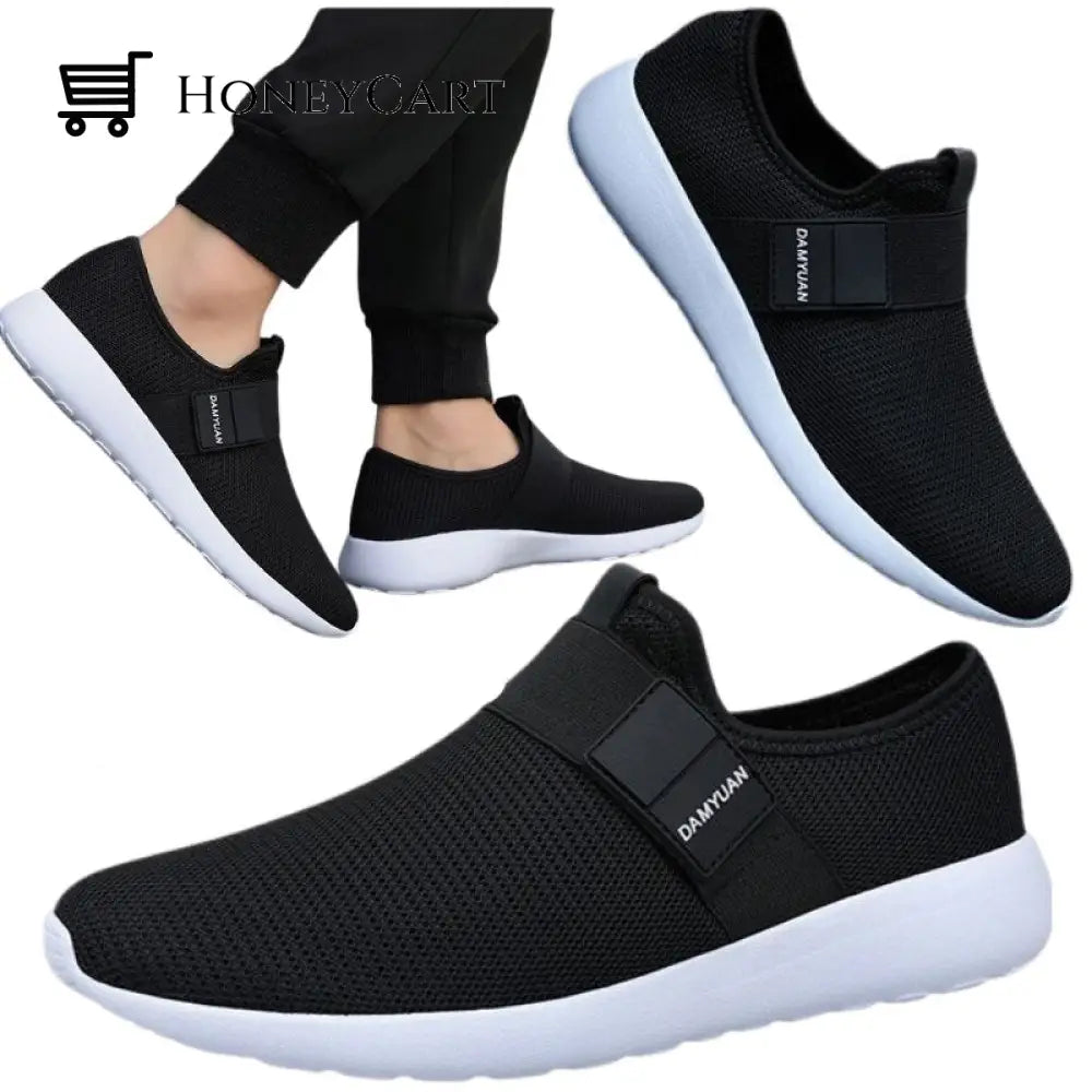 Casual Mens Shoes For Bunions - Running Black / 39