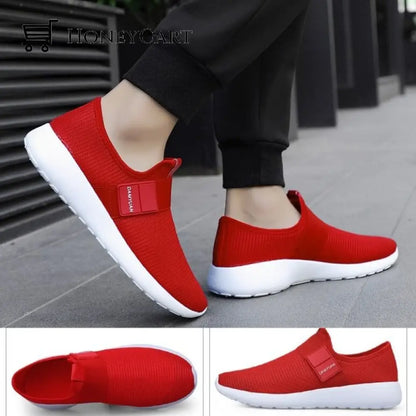 Casual Mens Shoes For Bunions - Running Red / 39