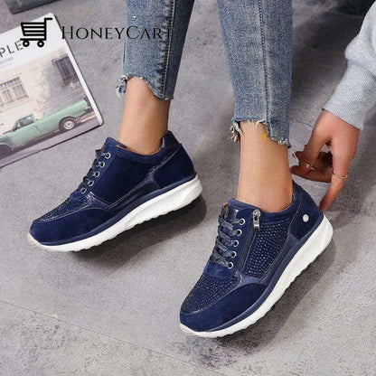Casual Orthopedic Bunion Shoes For Womens Blue / 5