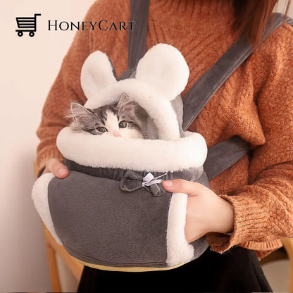 Cat Backpack For Going Out Indoor Cute Grey / M Pet Cj