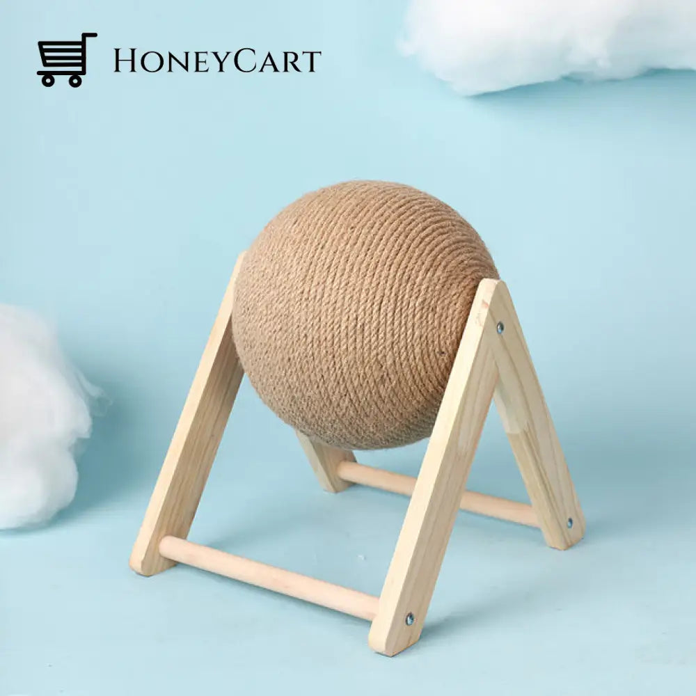 Cat Scratching Ball Wood Stand - Kitten Grinding Paws Sisal / S Toys
