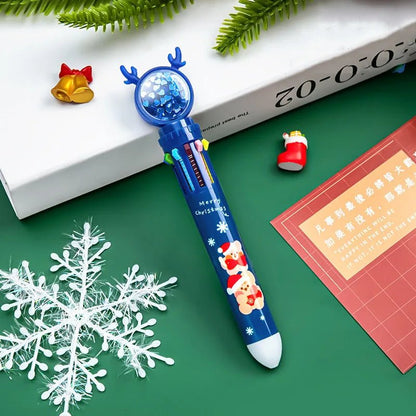 Christmas Ballpoint Pen Set with Adorable Cartoon Elk Charms