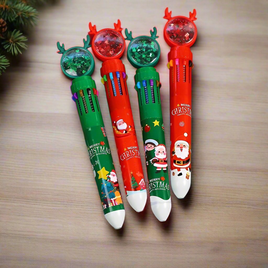 Christmas Ballpoint Pen Set with Adorable Cartoon Elk Charms