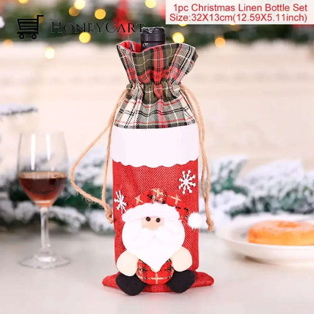 Christmas Decorations For Home Santa Claus Wine Bottle Cover Snowman 2