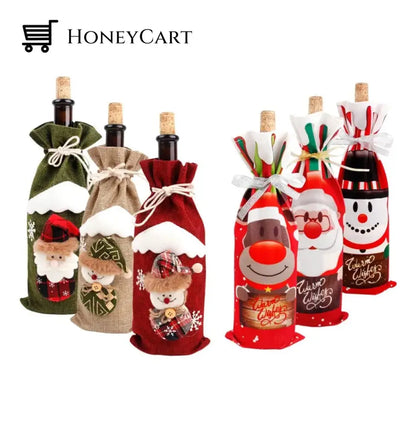 Christmas Decorations For Home Santa Claus Wine Bottle Cover Snowman