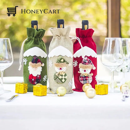 Christmas Decorations For Home Santa Claus Wine Bottle Cover Snowman