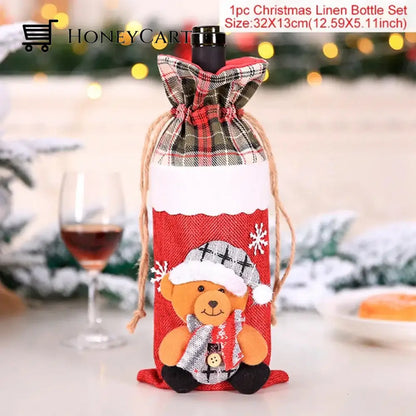 Christmas Decorations For Home Santa Claus Wine Bottle Cover Snowman Bear 1