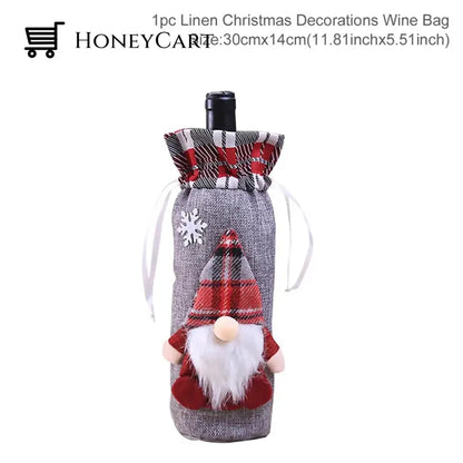Christmas Decorations For Home Santa Claus Wine Bottle Cover Snowman Gnome