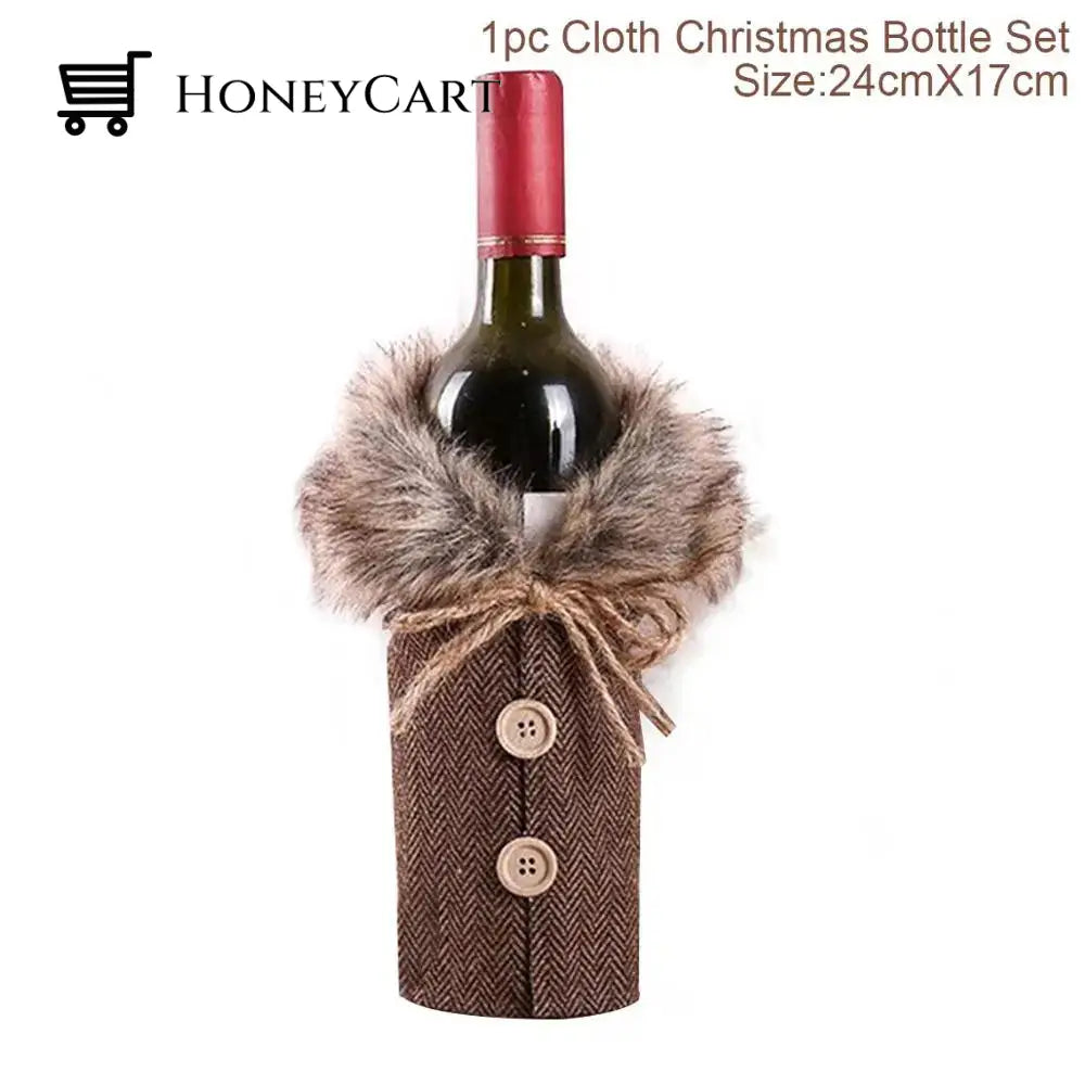 Christmas Decorations For Home Santa Claus Wine Bottle Cover Snowman Grey Linen Cover