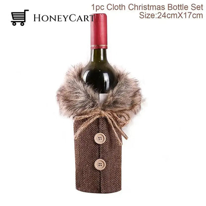 Christmas Decorations For Home Santa Claus Wine Bottle Cover Snowman Grey Linen Cover