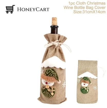 Christmas Decorations For Home Santa Claus Wine Bottle Cover Snowman White Santa
