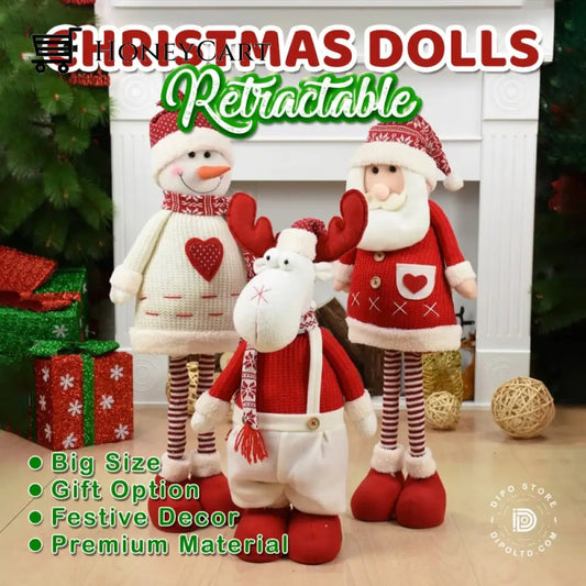 Dipo® Christmas Dolls Retractable Santa Claus Snowman Merry