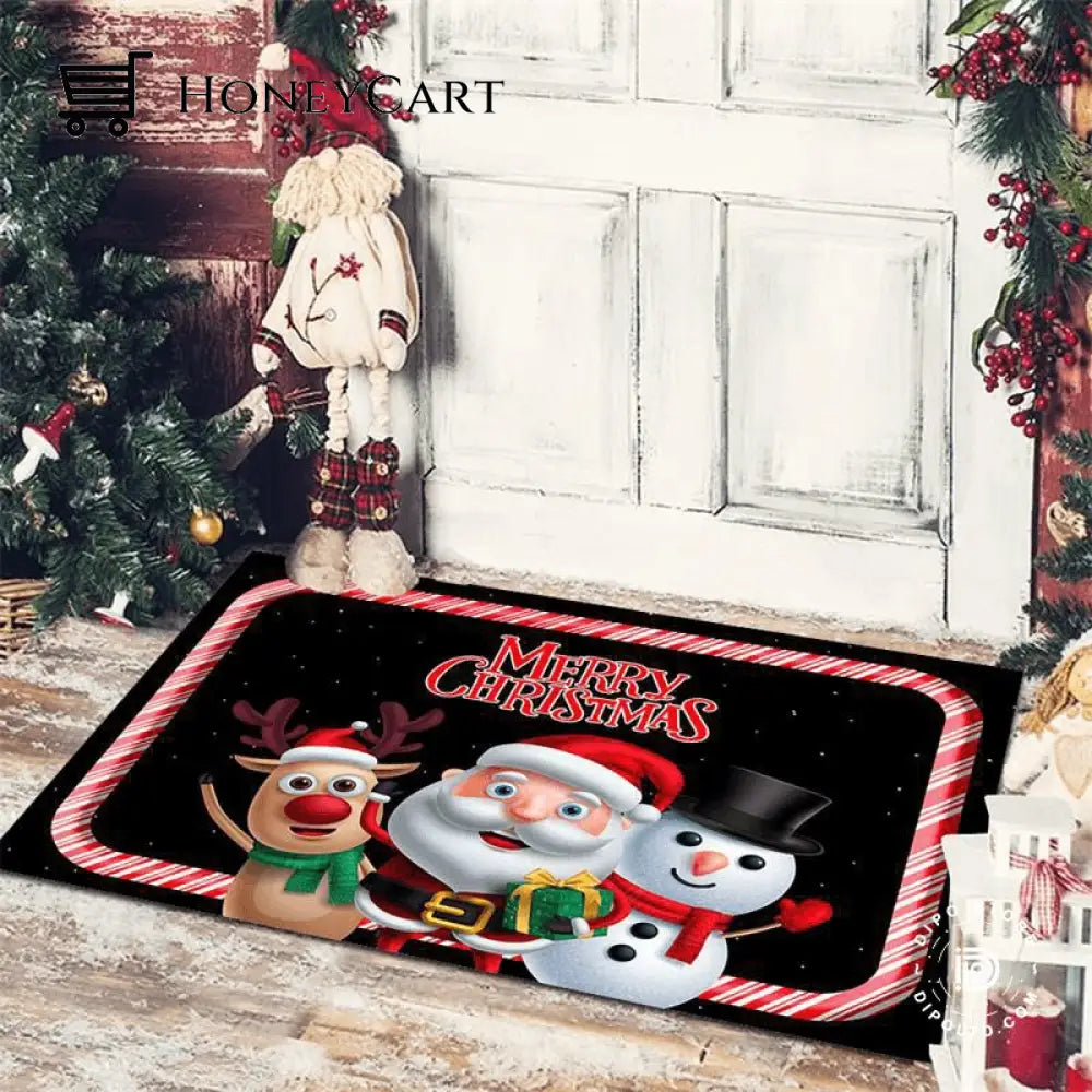 Christmas Floor Mat Entrance Doormat Bedroom Bath Toilet Anti Slip Carpet 2023 Color 2 Merry
