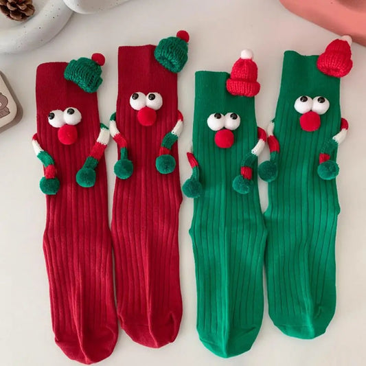 Christmas Holding Hands Socks- Elastic Cartoon Socks Perfect Funny Holiday Gift for Winter!